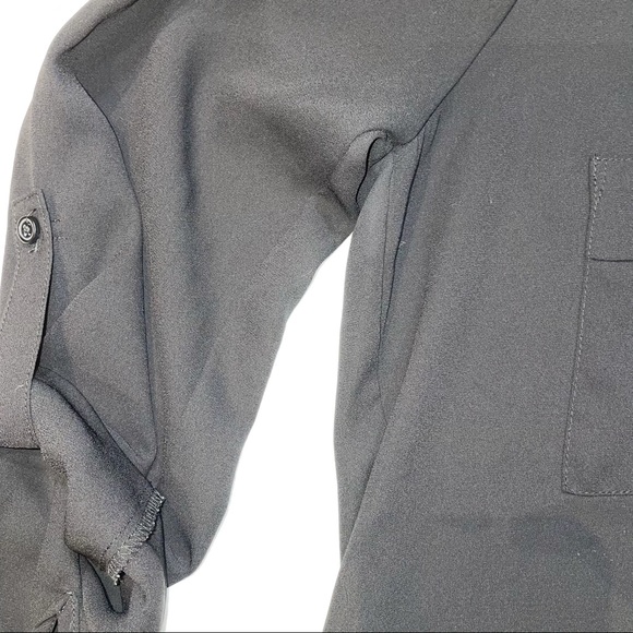 Small BLack Pleione Flowy Spread Collar Blouse Top - Picture 6 of 13